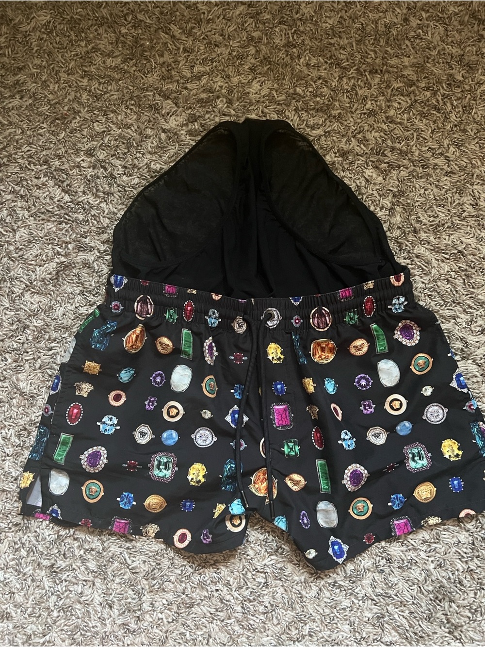 Versace Black Jewel-Print Athletic Shorts - Picture 3 of 6